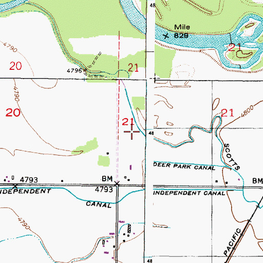 Topographic Map of Deer Park Canal, ID