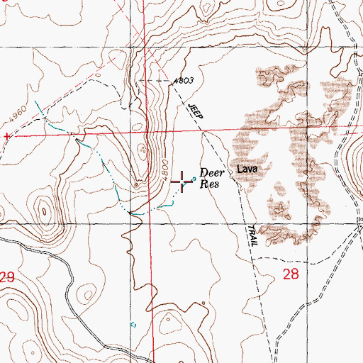 Topographic Map of Deer Reservoir, ID