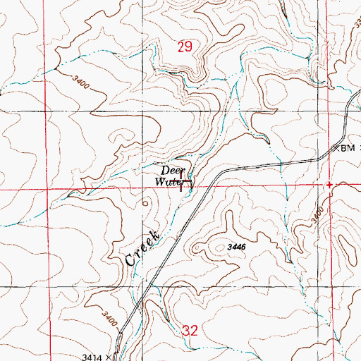 Topographic Map of Deer Water, ID