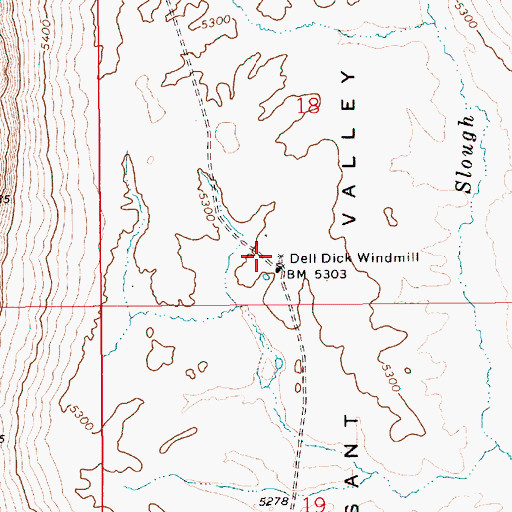 Topographic Map of Dell Dick Windmill, ID