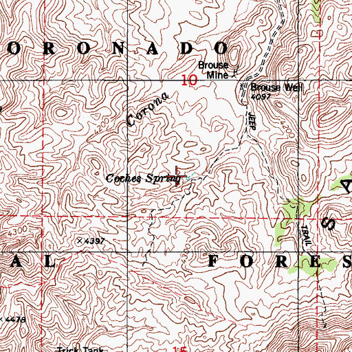 Topographic Map of Coches Spring, AZ