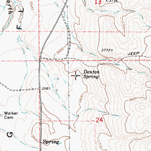 Topographic Map of Denton Spring, ID