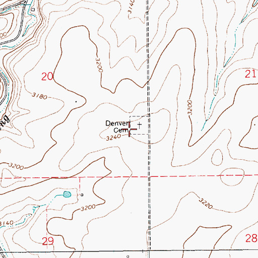 Topographic Map of Denver Cemetery, ID