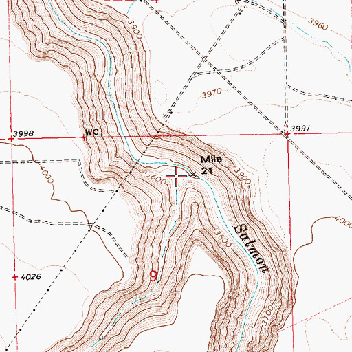 Topographic Map of Devil Creek, ID
