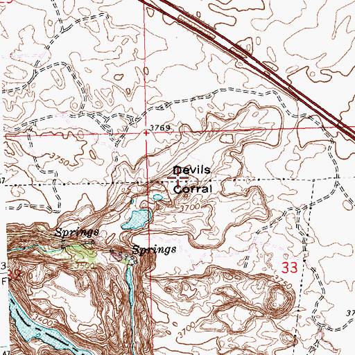 Topographic Map of Devils Corral, ID