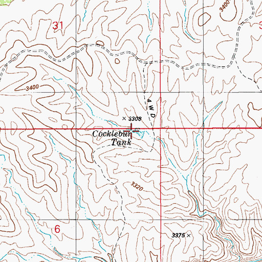 Topographic Map of Cocklebur Tank, AZ
