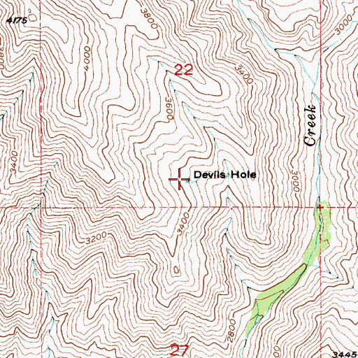 Topographic Map of Devils Hole, ID