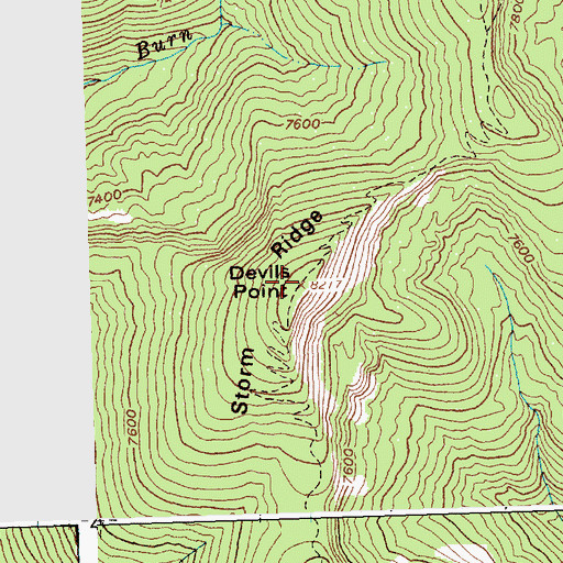 Topographic Map of Devils Point, ID