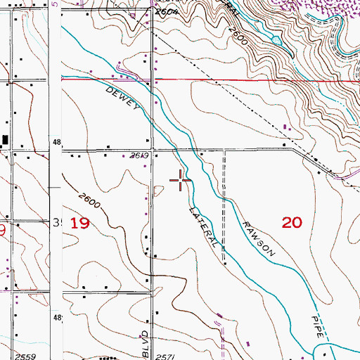 Topographic Map of Dewey Lateral, ID