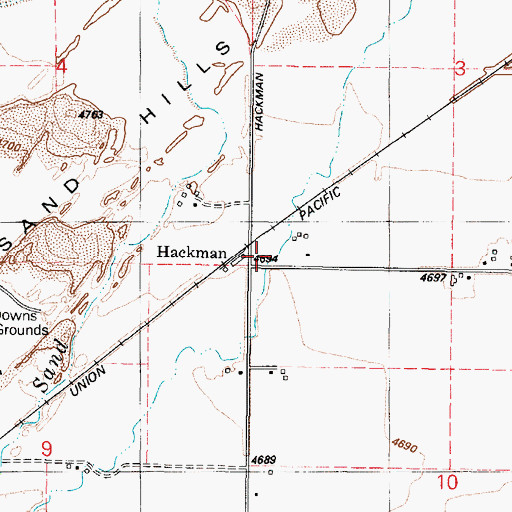 Topographic Map of Dewey School, ID