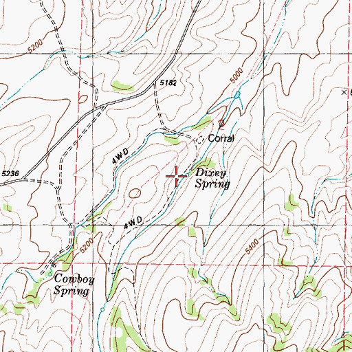 Topographic Map of Dixey Spring, ID