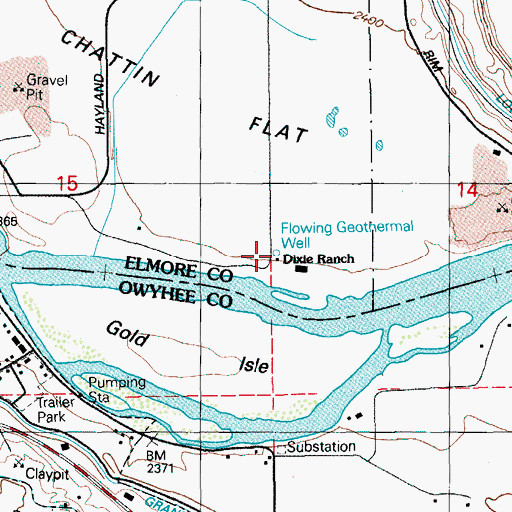 Topographic Map of Dixie Ranch, ID
