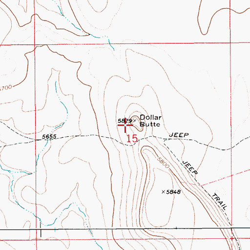 Topographic Map of Dollar Butte, ID