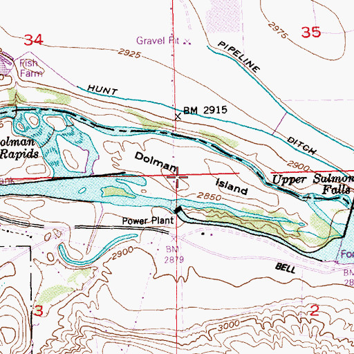 Topographic Map of Dolman Island, ID