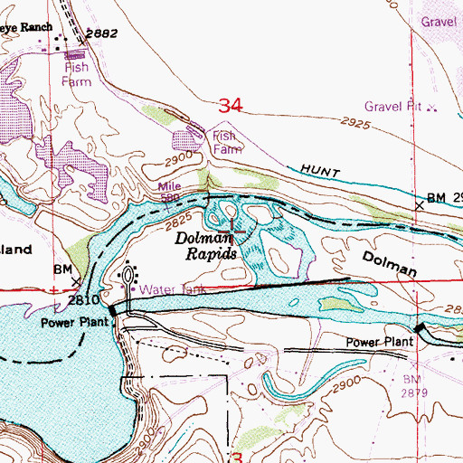 Topographic Map of Dolman Rapids, ID