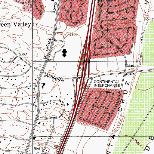 Topographic Map of Continental Interchange, AZ