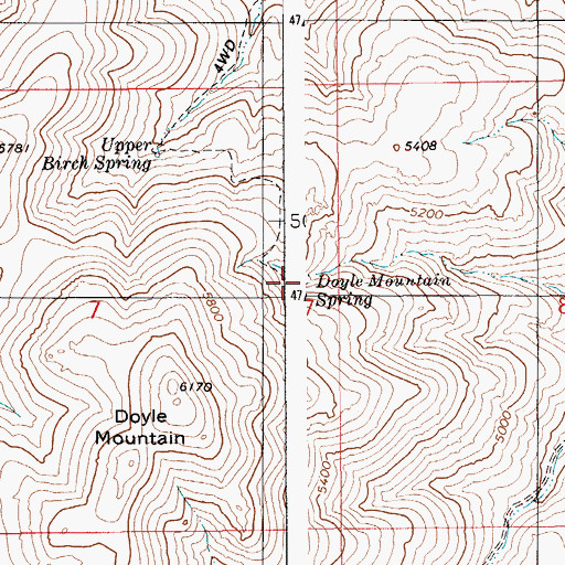 Topographic Map of Doyle Mountain Spring, ID