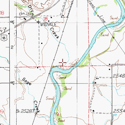 Topographic Map of Dry Creek, ID