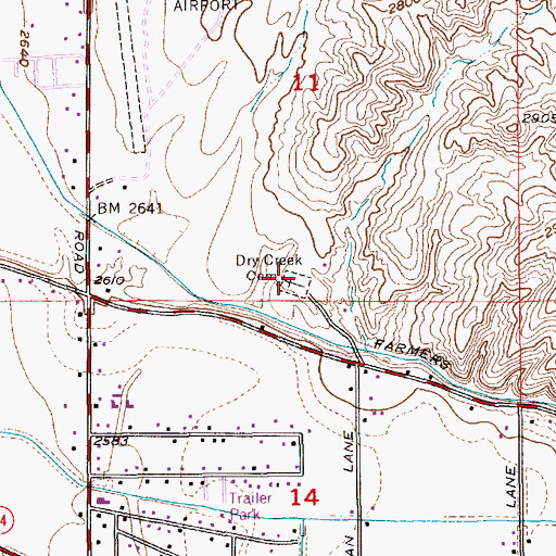 Topographic Map of Dry Creek Cemetery, ID
