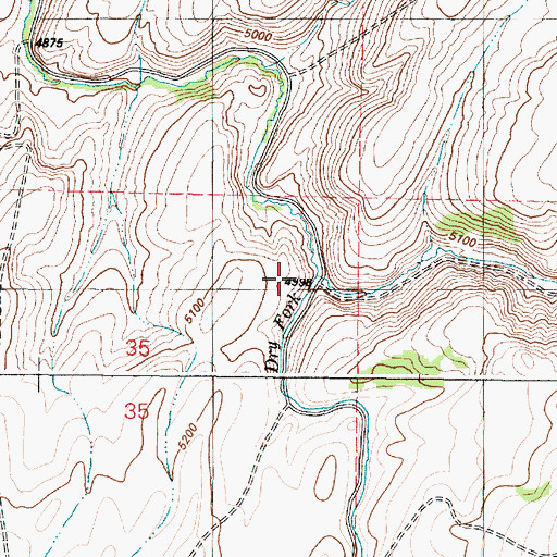 Topographic Map of Dry Fork, ID