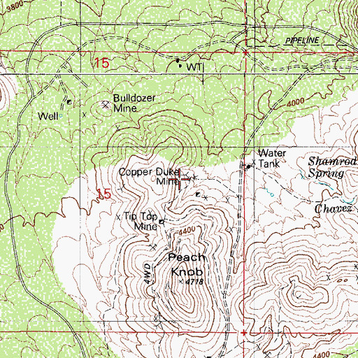 Topographic Map of Copper Duke Mine, AZ