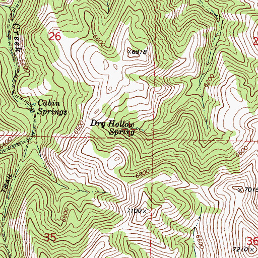 Topographic Map of Dry Hollow Spring, ID