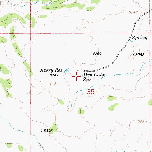 Topographic Map of Dry Lake Spring, ID