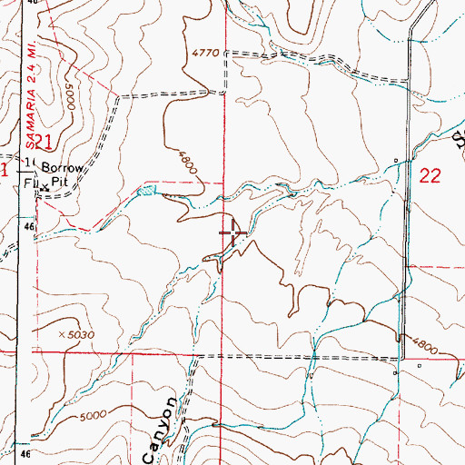 Topographic Map of Dry Pine Canyon, ID