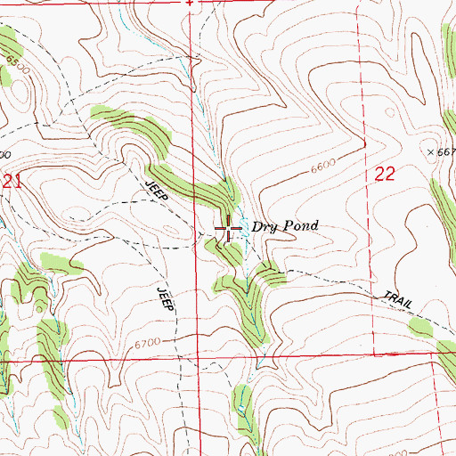 Topographic Map of Dry Pond, ID