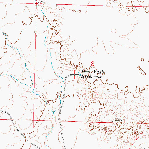 Topographic Map of Dry Wash Reservoir, ID