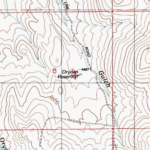 Topographic Map of Dryden Reservoir, ID