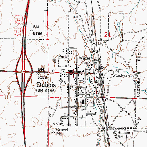 Topographic Map of Dubois, ID