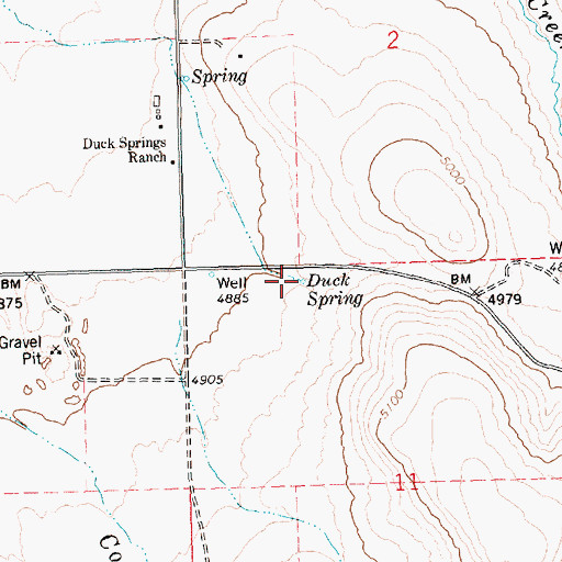 Topographic Map of Duck Spring, ID