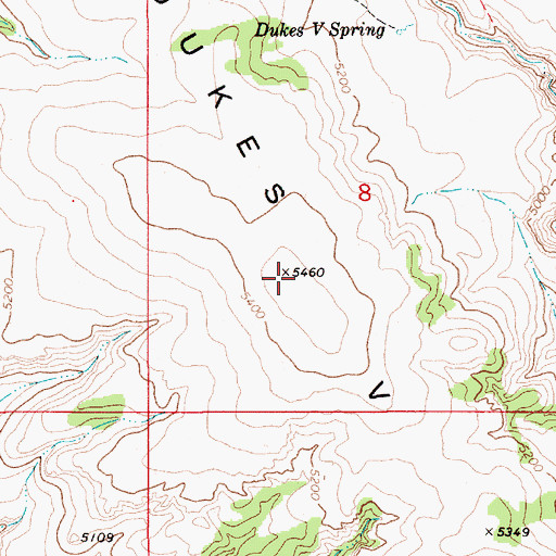 Topographic Map of Dukes, ID