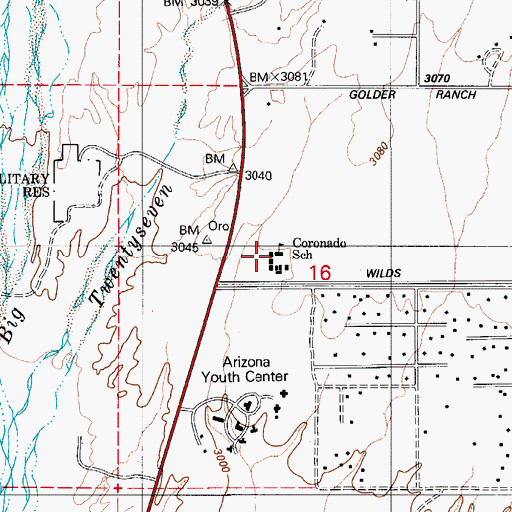 Topographic Map of Coronado K - 8 School, AZ