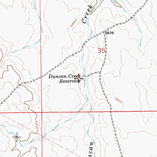 Topographic Map of Duncan Creek Reservoir, ID