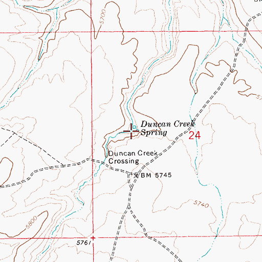 Topographic Map of Duncan Creek Spring, ID