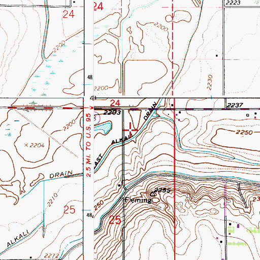 Topographic Map of East Alkali Drain, ID