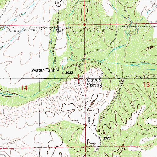 Topographic Map of Coyote Spring, AZ