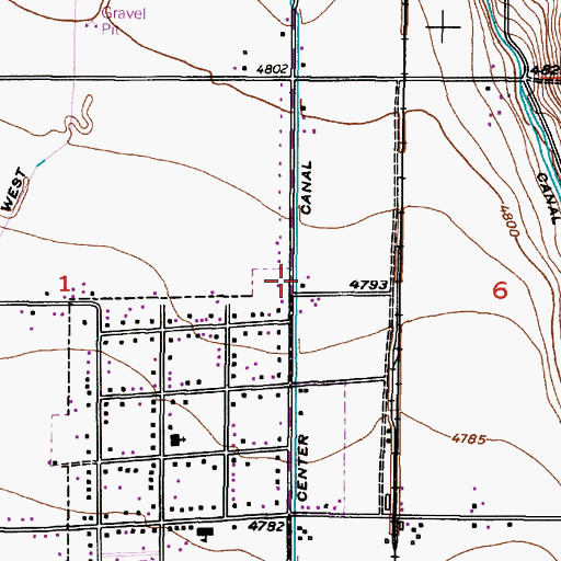 Topographic Map of East Center Canal, ID