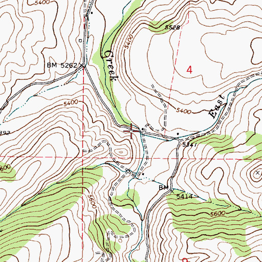 Topographic Map of East Creek, ID