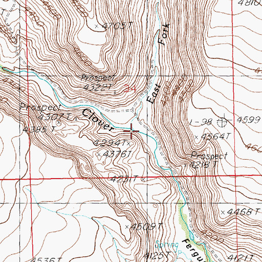 Topographic Map of East Fork Clover Creek, ID