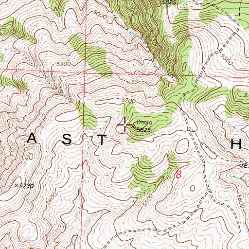 Topographic Map of East Hills, ID