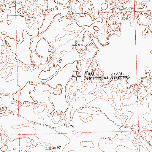 Topographic Map of East Monument Reservoir, ID