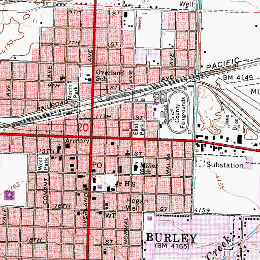 Topographic Map of East Park, ID