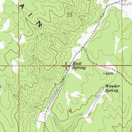 Topographic Map of East Spring, ID