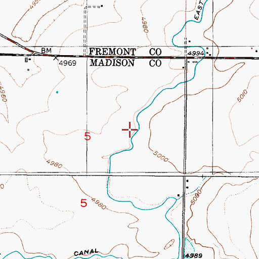 Topographic Map of East Teton Canal, ID