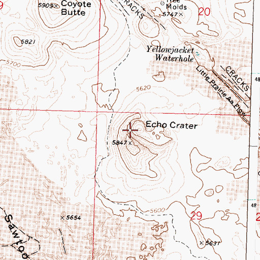 Topographic Map of Echo Crater, ID