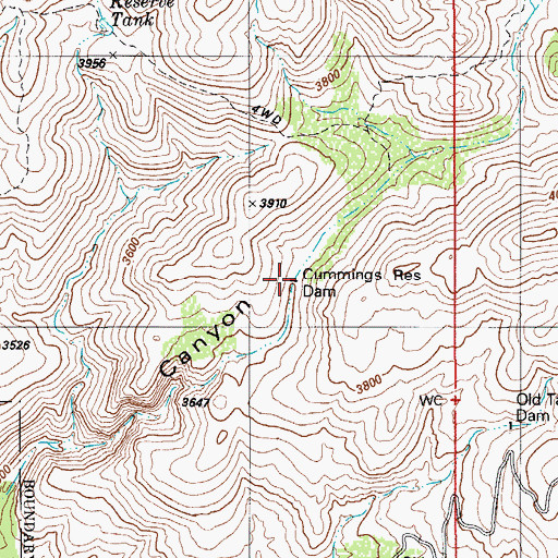 Topographic Map of Cummings Reservoir, AZ