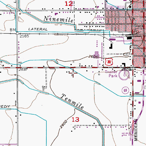 Topographic Map of Eightmile Lateral, ID
